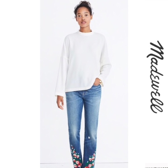 🆕 NWOT {Madewell} ‘Moderne’ Flowy Lightweight Mockneck Blouse in Ivory • XS - Picture 8 of 9